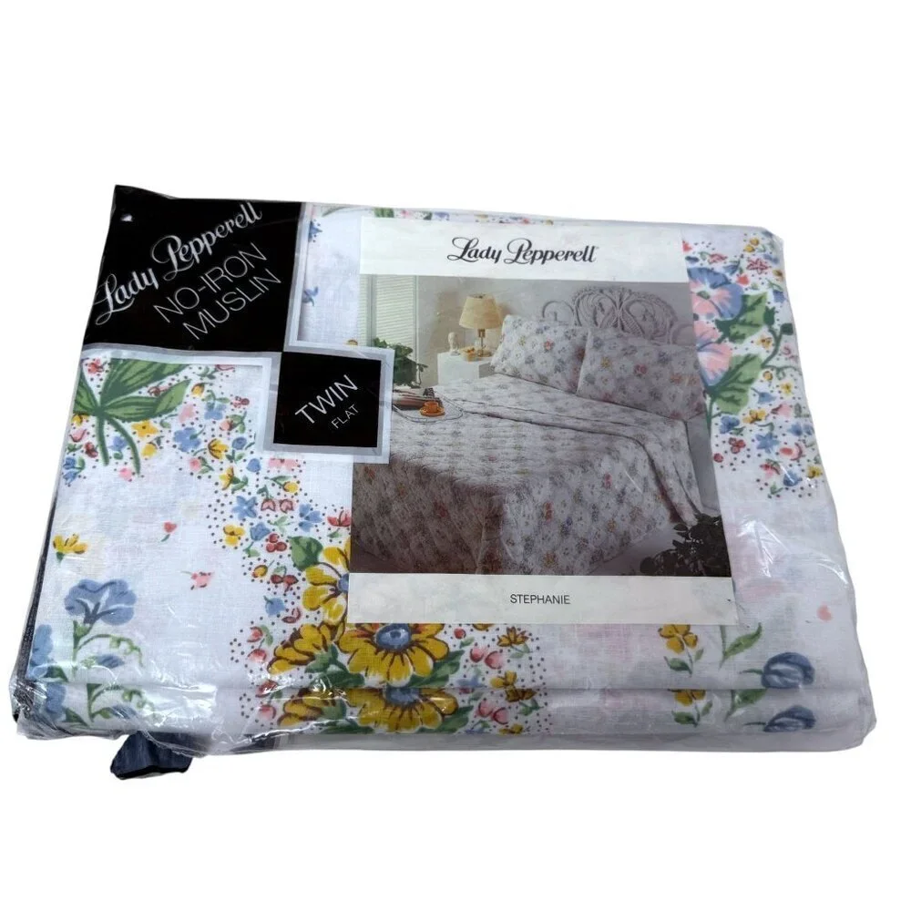Lady Pepperell Sheet Twin Flat Stephanie Cottage Floral Cotton Blend New Vintage